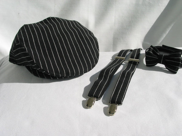 Black and White Braces, Bow Tie and Flat Cap-Taylors Tartans