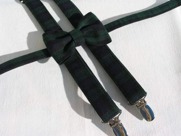 Black Watch Tartan Suspenders for Weddings and Formal Events