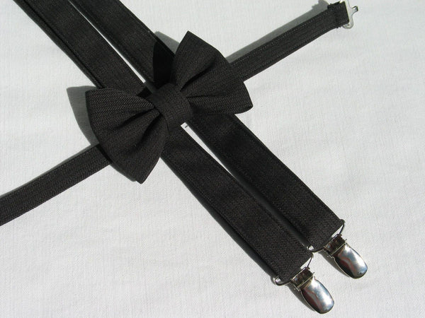 Charcoal Gray Bow Tie Suspenders-Taylors Tartans