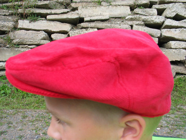 Red Corduroy Newsboy Flat Cap Hat