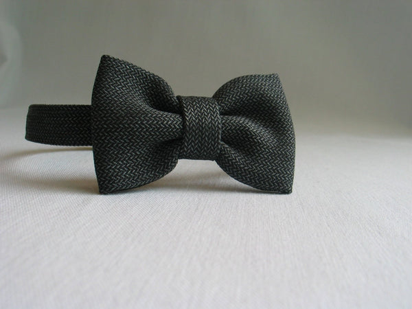 Dark Gray Herringbone Bow Tie