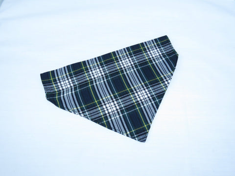 Navy and Green Plaid Pet Bandana for Dog Shows