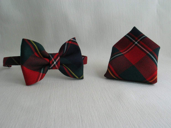 Navy and Red Bow Tie and Pocket Square-Taylors Tartans