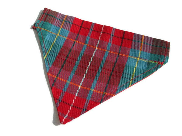 teal and red plaid pet bandana
