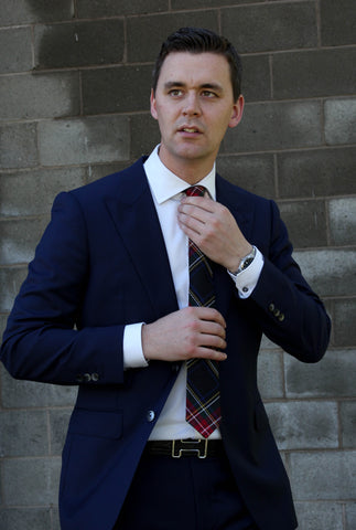 Cravate Stewart Tartan noire pour homme