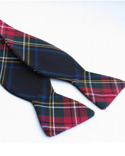 Black Stewart Tartan Self Tie Bow Tie