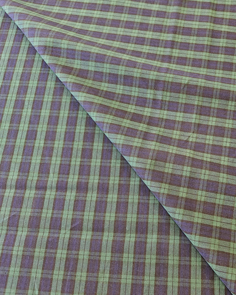 Cotton Plaid fabric with navy and green pattern