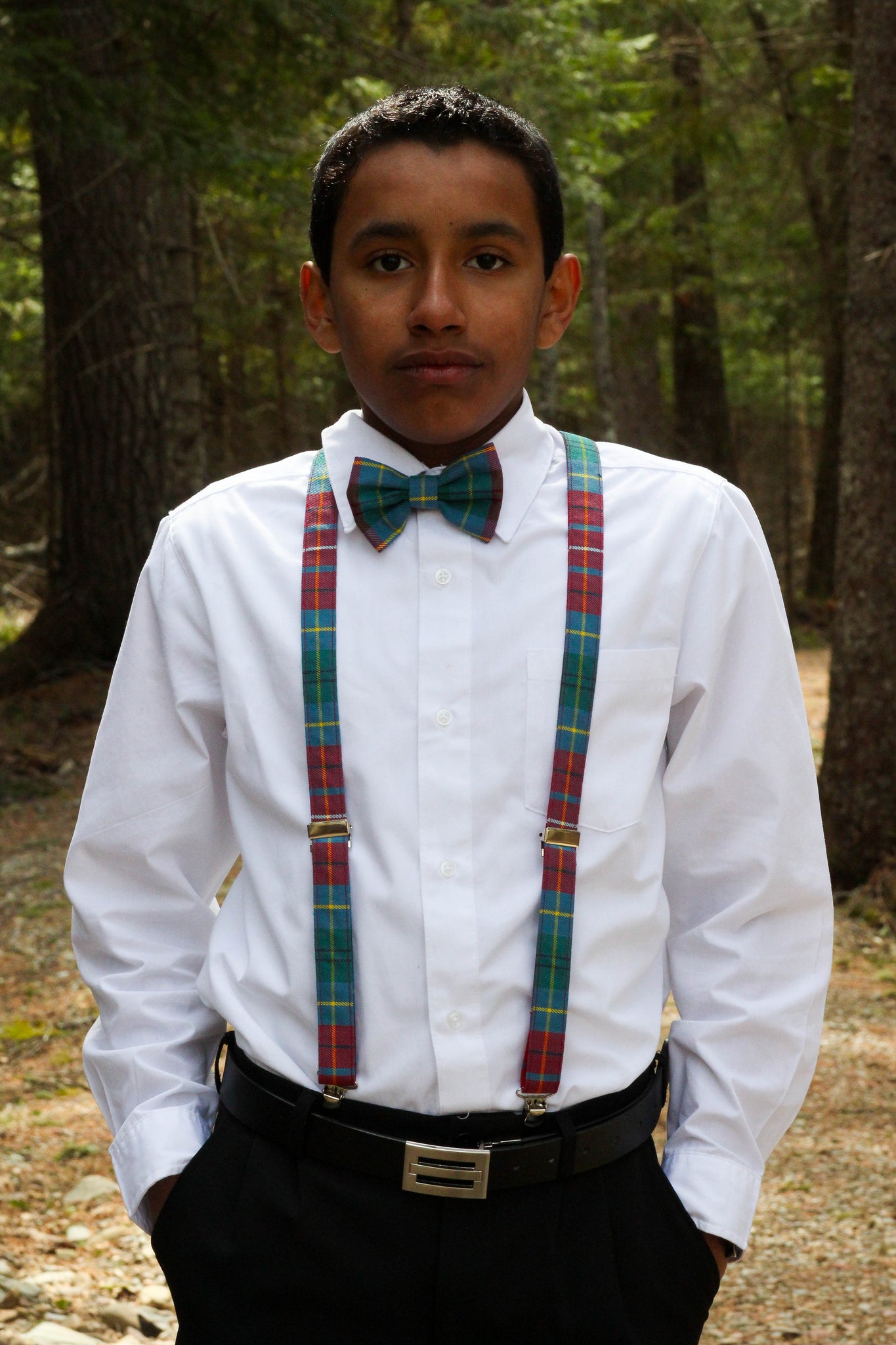 British Columbia Tartan Suspenders and Bow Tie Set