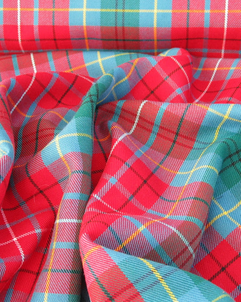 Blue and red plaid fabric in British Columbia tartan fabric by Taylors Tartans