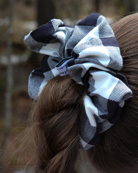 Black and White Buffalo Check Scrunchie