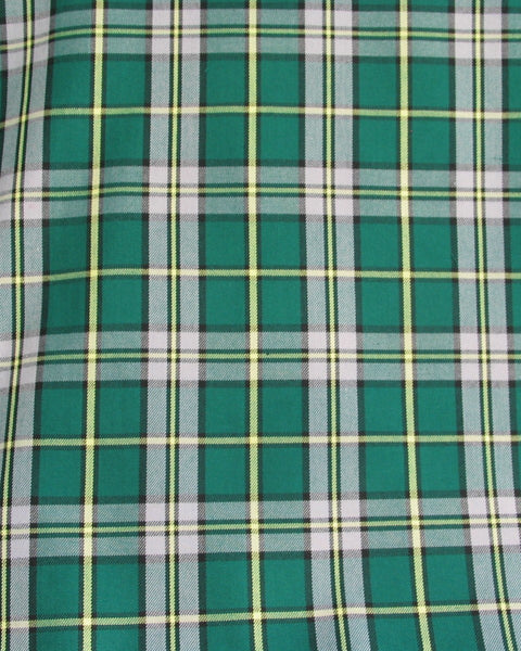 green, yellow and gray plaid fabric in Cape Breton tartan fabric by Taylors Tartans