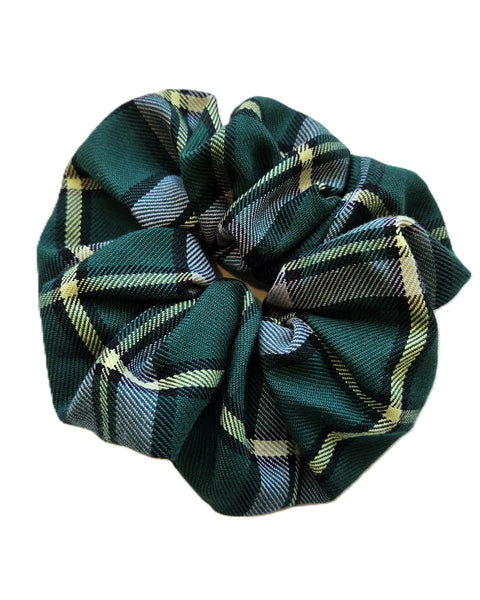 Cape Breton Plaid patterned scrunchie on a white background