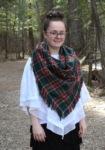 Green Stewart Tartan Blanket Scarf for Bridal Wrap