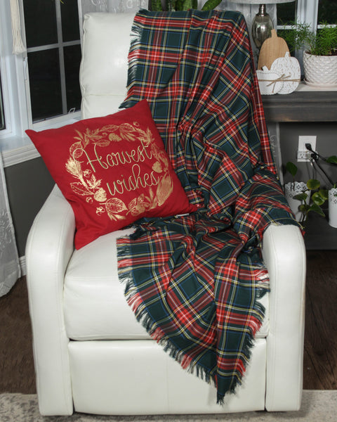 Green Stewart Tartan Throw