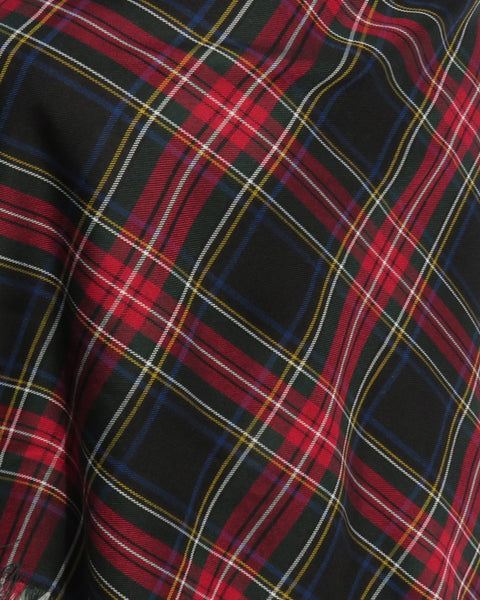 Black, red, yellow, white plaid fabric in Black Stewart tartan fabric by Taylors Tartans