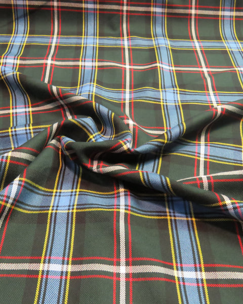 green, blue, white, red and yellow plaid Labrador tartan fabric sold by Taylors Tartans