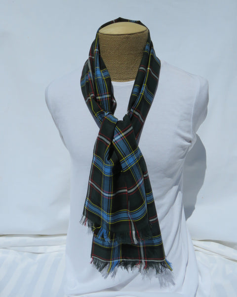 Labrador tartan Plaid scarf on a mannequin against a white background