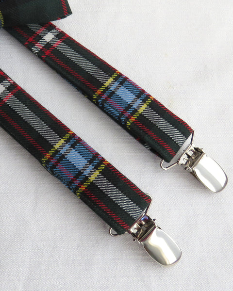 Labrador tartan suspenders green white blue yellow plaid
