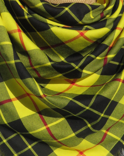 Plaid fabric with yellow, black, and red pattern in McLeod of Lewis tartan