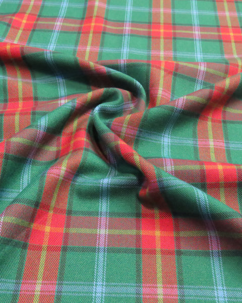 Green and red plaid Manitoba tartan fabric by Taylors Tartans