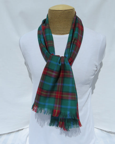 Manitoba tartan plaid scarf on a mannequin with a white background