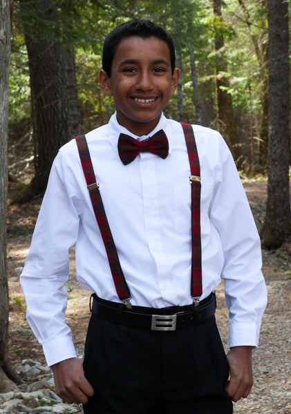 Maple Leaf Tartan Bow Tie and Suspenders