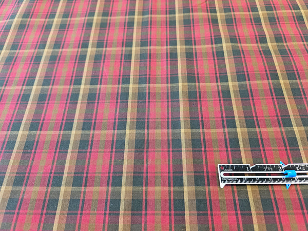 red, green, brown plaid cotton fabric in maple Leaf tartan