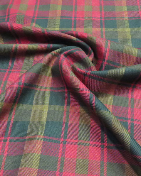 red, brown and gold plaid fabric in Maple Leaf tartan fabric sold by Taylors Tartans
