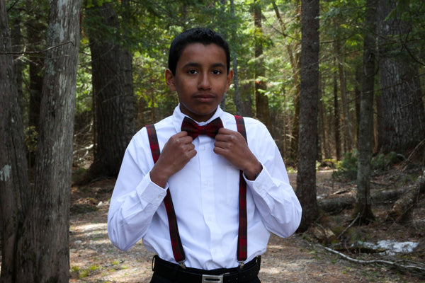 Maple Leaf Tartan Bow Tie and Suspenders