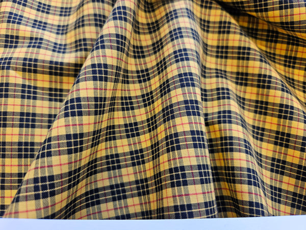 bright yellow, black and red plaid cotton fabric in MacLeod of Lewis tartan