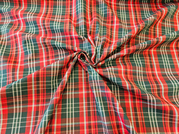 red, green and white plaid cotton fabric in New Brunswick tartan by TaylorsTartans.com
