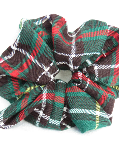 Newfoundlnd tartan  patterned scrunchie on a white background