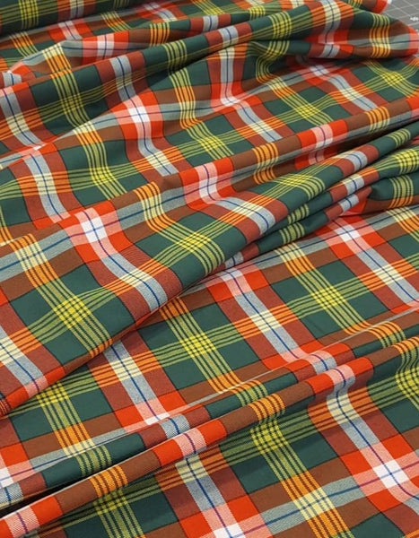 Green, orange and yellow plaid Northwest Territories tartan plaid fabric