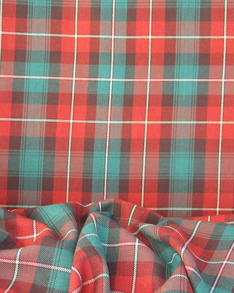 green, orange/rust tartan fabric.  Prince Edward Island tartan material