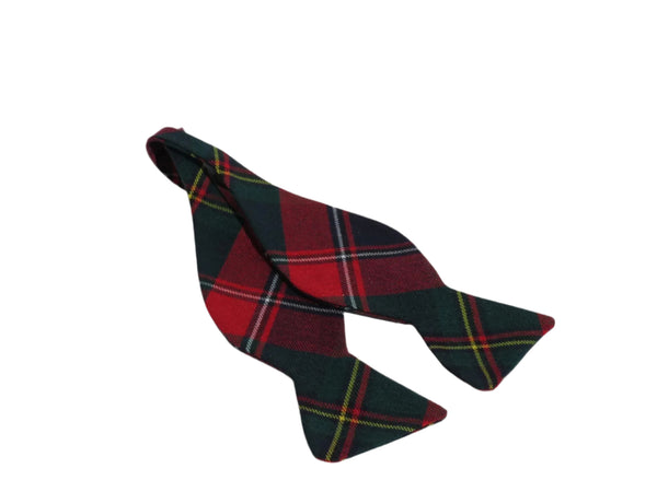 Freestyle bow tie in navy and red Quebec Tartan made by Taylors Tartans