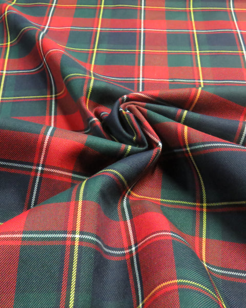 Red, navy and green plaid fabric in Quebec tartan by Taylors Tartans