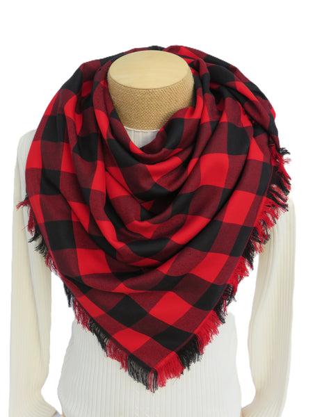 Buffalo Check Blanket Scarf in Red and Black