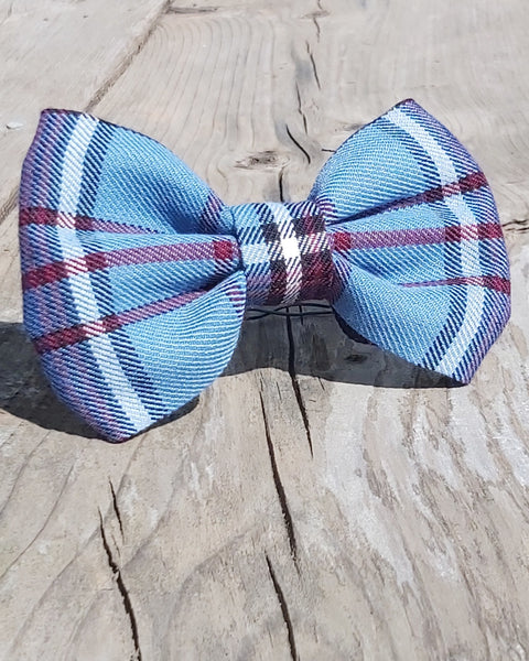 Royal Canadian Air Force tartan dog boe tie on weathered board