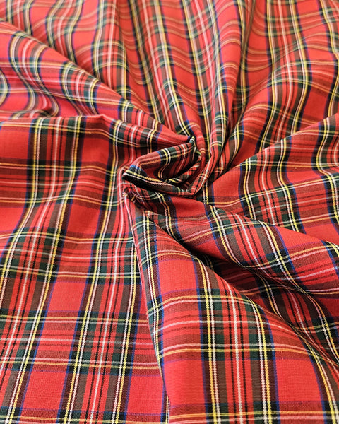 red plaid cotton fabric in Royal Stewart tartan fabric