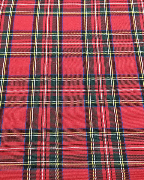 Red, black and yellow plaid fabric in royal Stewart tartan material