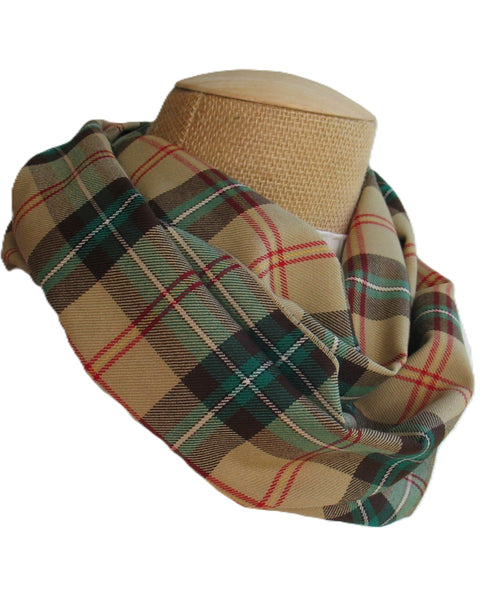 Plaid scarf on a mannequin head with a white background