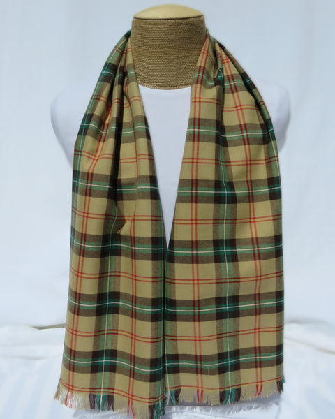 yellow Plaid scarf on a mannequin against a white background