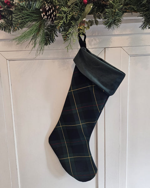 Black Watch Tartan Christmas Stocking with Velvet Cuff
