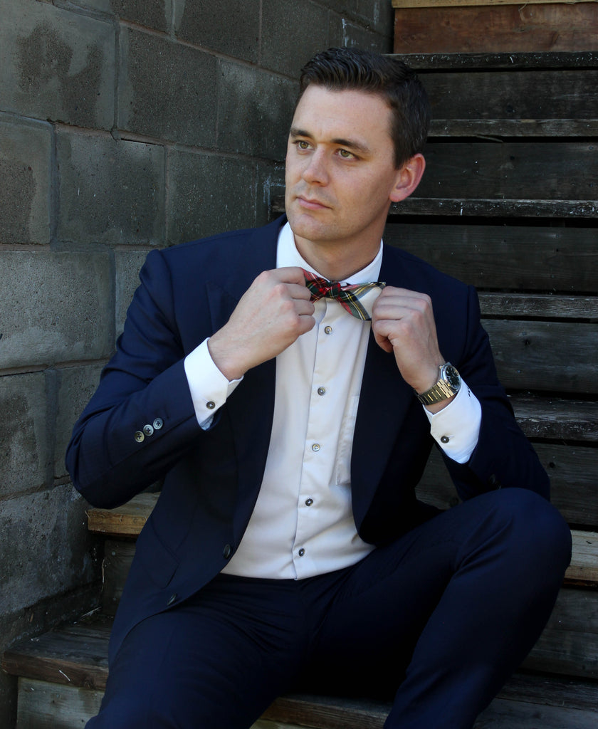 thumbnail image 2 of ESSENTIALS By Manuel Red Royal Stewart Tartan Self-Tie Bow Tie – Adult Size – Wedding Ready 2 of 5