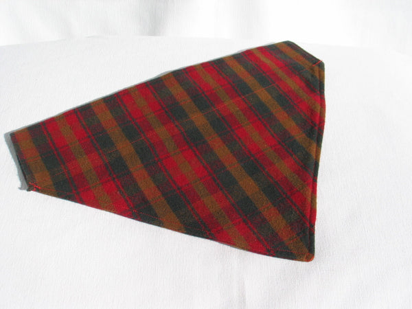Dog Bandana, Maple Leaf Tartan Kerchief, Red and Brown Tartan Dog Bandana, Canadian Pet Adoption Gift