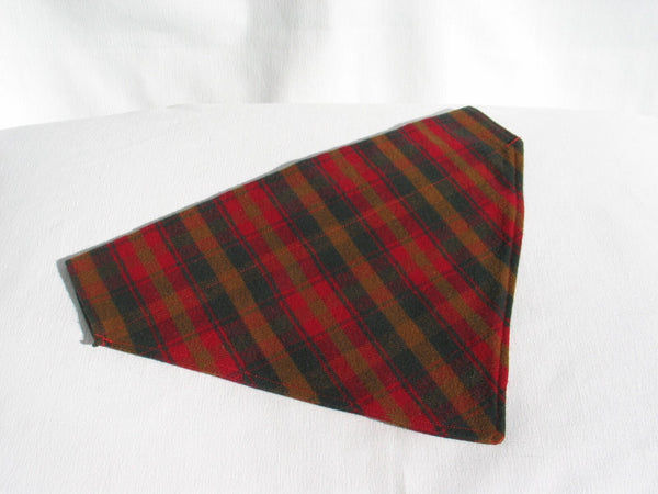 Dog Bandana, Maple Leaf Tartan Kerchief, Red and Brown Tartan Dog Bandana, Canadian Pet Adoption Gift