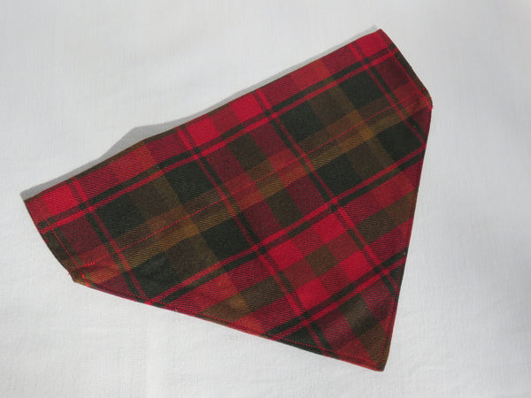 Dog Bandana, Maple Leaf Tartan Kerchief, Red and Brown Tartan Dog Bandana, Canadian Pet Adoption Gift