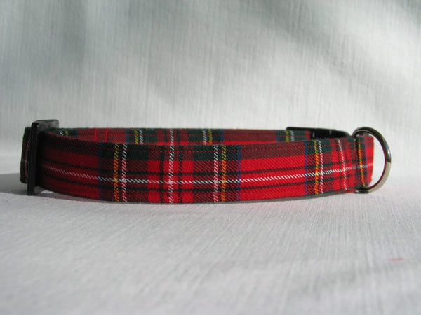 Dog Collar, Royal Stewart Tartan Dog Collar Gift for Puppy Adoption,  Red and White Plaid Pet Collar for Wedding Photos, Dog Ring Bearer