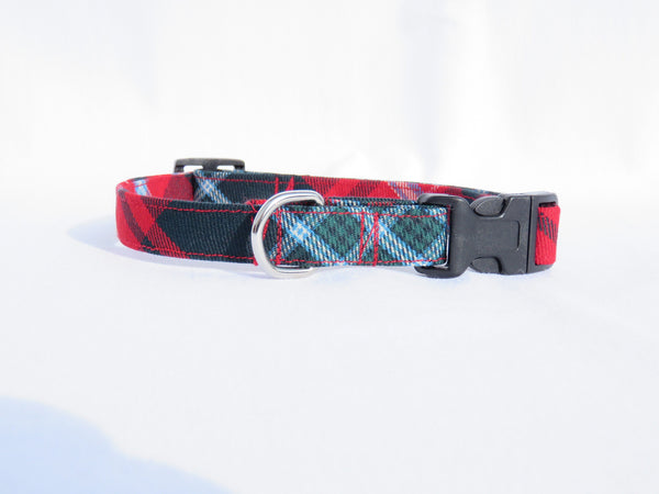 New Brunswick Tartan Dog Collar, Red and Green Plaid Dog Adoption Collar Gift, Pawsitively Dazzled Pet Accessory, Made in Canada Pet Collar