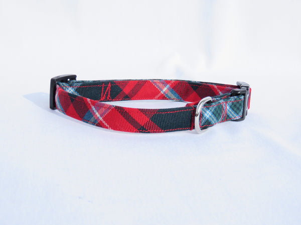 New Brunswick Tartan Dog Collar, Red and Green Plaid Dog Adoption Collar Gift, Pawsitively Dazzled Pet Accessory, Made in Canada Pet Collar